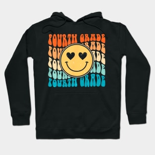 Boho  Retro Groovy Smile 4th Fourth Grade Teacher Hoodie